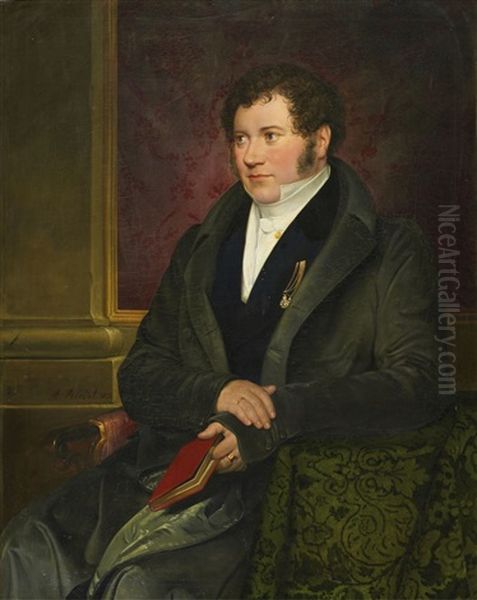 Portrat Des Bayerischen Innenministers Eduard Von Schenk Oil Painting by August Riedel