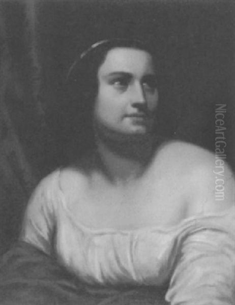 Brustbild Einer Jungen Italienerin, Den Blick Nach Oben Gewandt Oil Painting by August Riedel