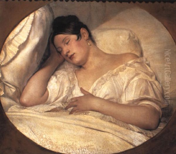 Die Schlafende Frau Oil Painting by August Riedel