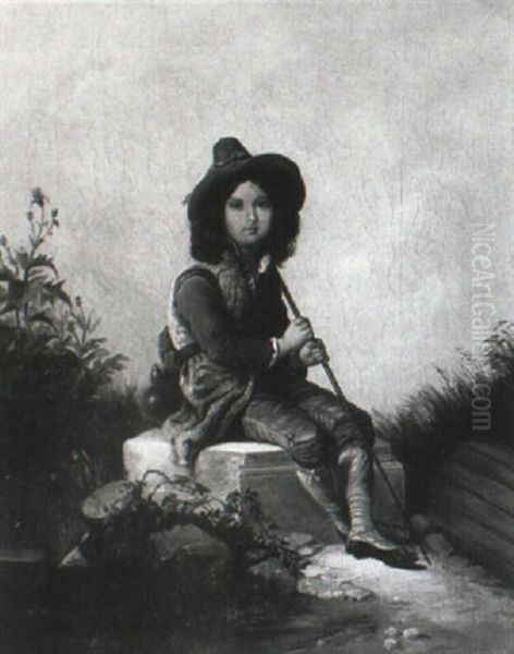 Italienischer Hirtenknabe Mit Felljacke Oil Painting by August Riedel