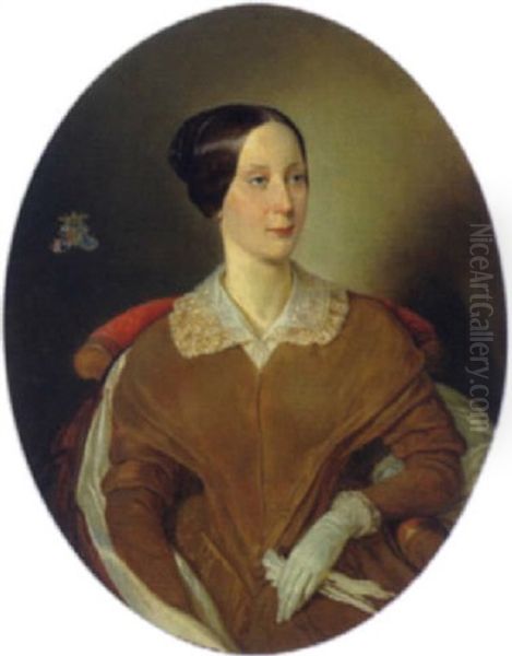 Bildnis Ida Freifrau Von Doblhoff Oil Painting by Wilhelm August Rieder
