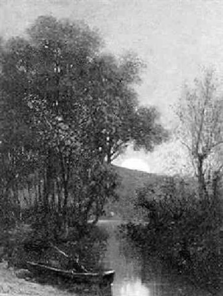 Angler Bei Mondschein Oil Painting by Franz Xaver Von Riedmuller