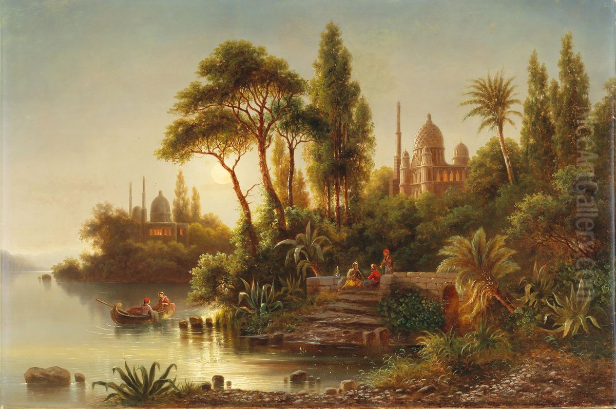 The Orient In The Evening Light Oil Painting by Albert Rieger