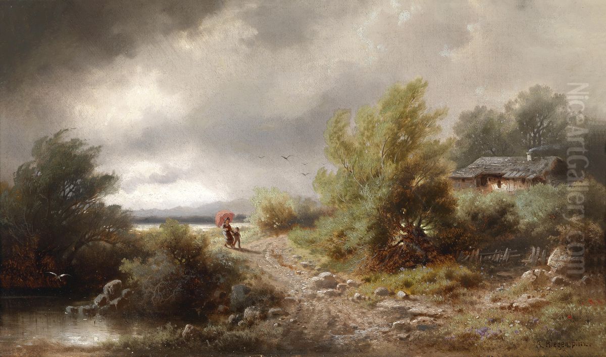 Aufziehendes Gewitter Oil Painting by Albert Rieger