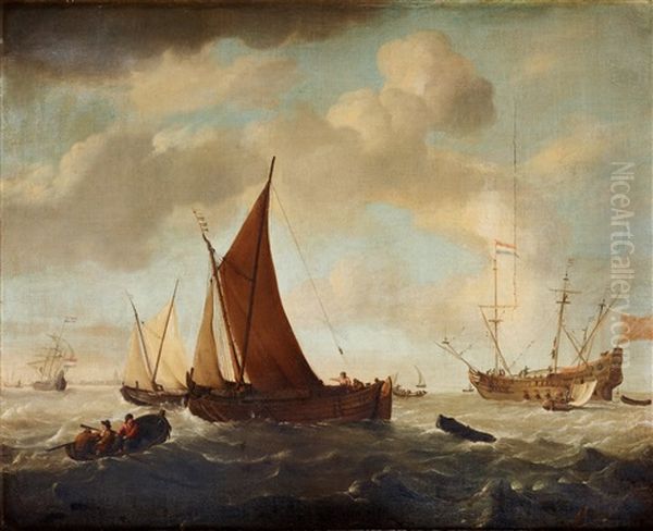 Hollandska Fartyg Pa Redden Oil Painting by Jan Claesz Rietschoof