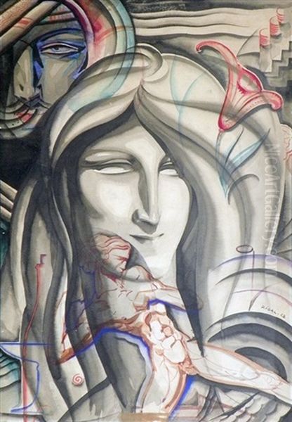 Original Art Deco Painting Oil Painting by Louis (Pierre) Rigal