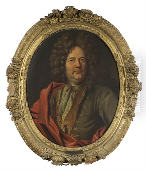 Portait D'homme A L'etole Rouge Oil Painting by Gaspard Rigaud