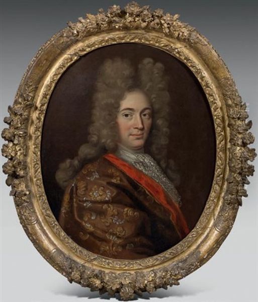 Portrait D'un Homme En Robe D'interieur Oil Painting by Hyacinthe Rigaud