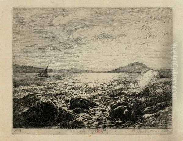 Effet De Vague (saint-nazaire - Var). 1881. Oil Painting by Paul Borel