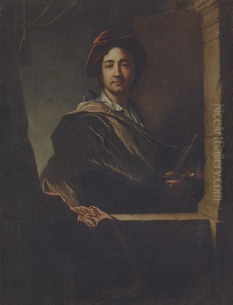 Portrait Of The Artist At A Casement Oil Painting by Hyacinthe Rigaud