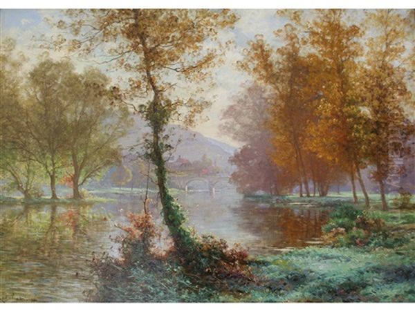 A Misty Autumn Morning Oil Painting by Albert Gabriel Rigolot