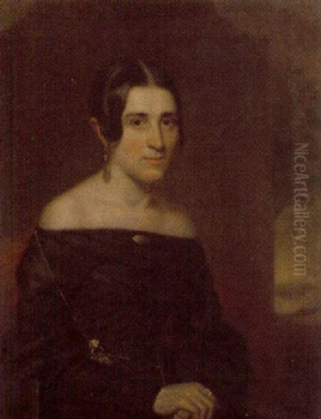 Portrait Of Woman Oil Painting by Adolf D. Rinck