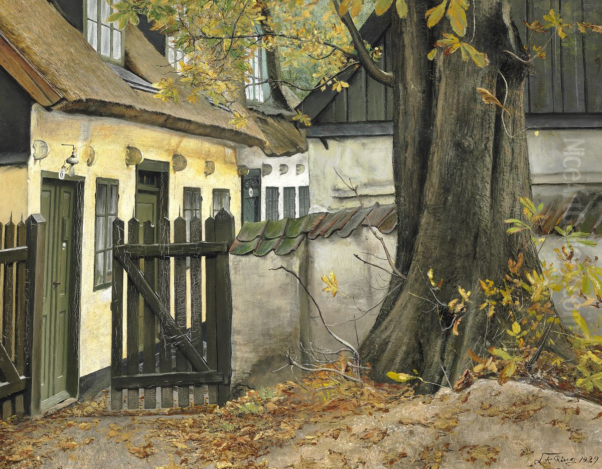 The Old Chestnut Tree At The Gate Oil Painting by Laurits Andersen Ring
