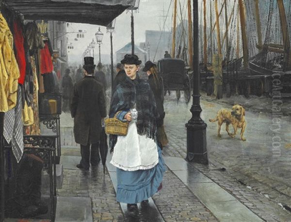 View Of Nyhavn, Copenhagen Oil Painting by Laurits Andersen Ring