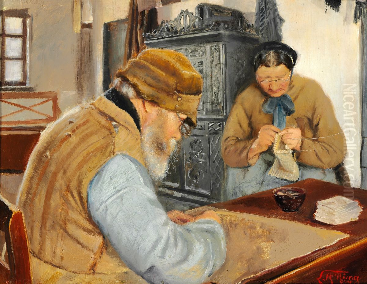 Smallholders In The Village Of Ring Oil Painting by Laurits Andersen Ring