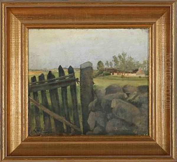 View From A Stone Fence Oil Painting by Laurits Andersen Ring