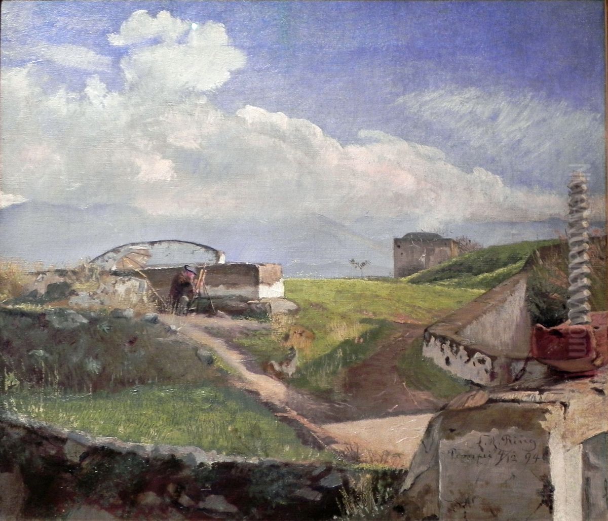 Sluse Ved Pompei Oil Painting by Laurits Andersen Ring