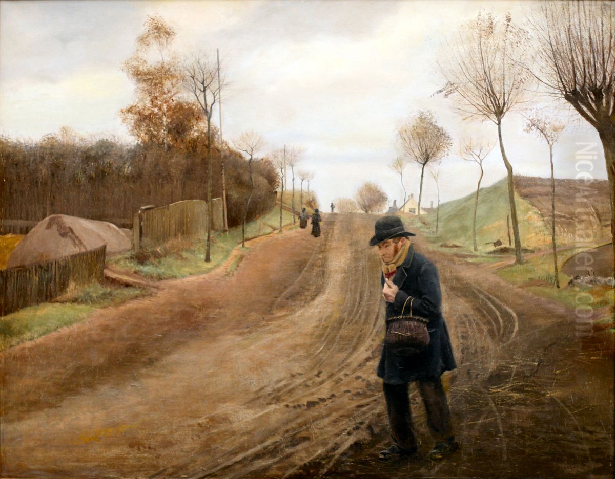 Landevej Ved Naestved Oil Painting by Laurits Andersen Ring