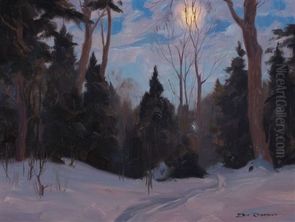 Laurentians, Forest In Winter Oil Painting by Eric John Benson Riordon