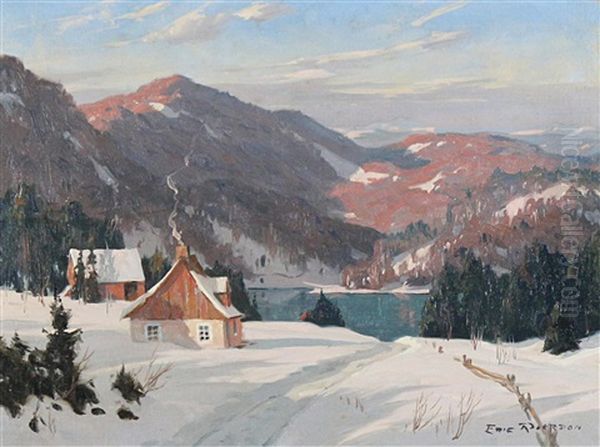 December Evening, Laurentians Oil Painting by Eric John Benson Riordon