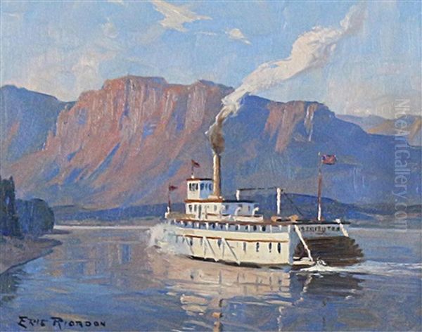 Paddle Steamer Oil Painting by Eric John Benson Riordon