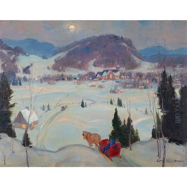 St. Sauveur At Dusk, Christmas Eve Oil Painting by Eric John Benson Riordon