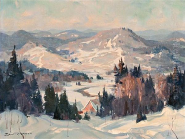 Laurentian View, Winter Oil Painting by Eric John Benson Riordon