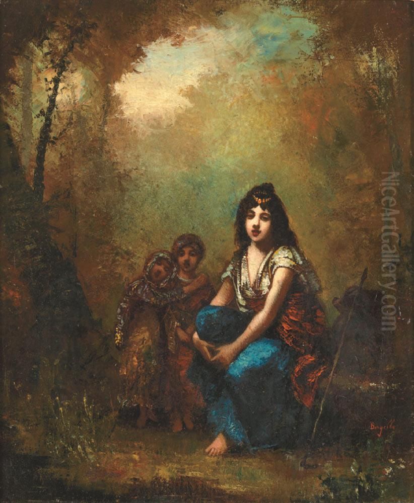Famille Orientale Dans Un Sous-bois Oil Painting by Frederic Borgella