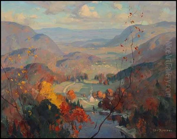 Autumn Afternoon From Mt. Mctaggart, Ste. Adele Oil Painting by Eric John Benson Riordon