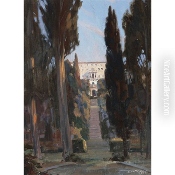 Approaching The Estate Oil Painting by Eric John Benson Riordon