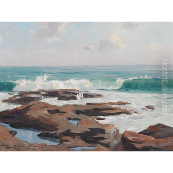 Breakers Off The Maine Coast, Proust Neck Oil Painting by Eric John Benson Riordon