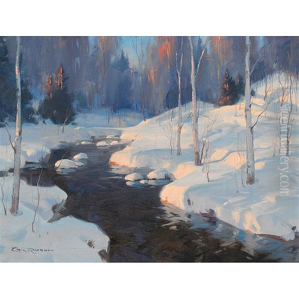 Evening By The Brook, Ste. Adele Country - P. Que Oil Painting by Eric John Benson Riordon