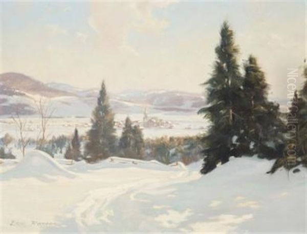 Glimpse Of St. Sauveur, Laurentians, Que Oil Painting by Eric John Benson Riordon