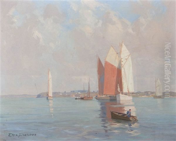Harbour View Oil Painting by Eric John Benson Riordon