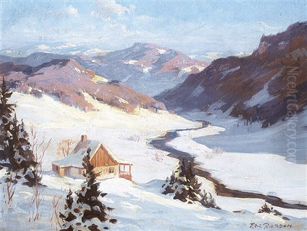 A Sunny Winter's Day Oil Painting by Eric John Benson Riordon