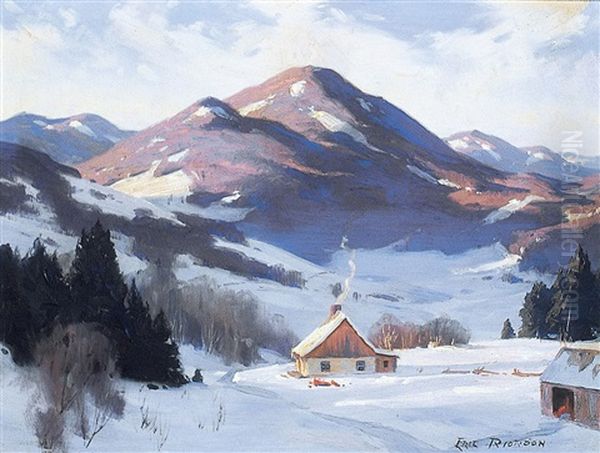 Cache River Country, Que., Winter Oil Painting by Eric John Benson Riordon