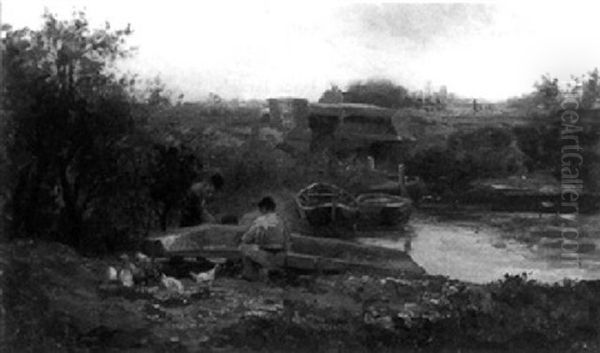 Tending The Boat Oil Painting by Willem Cornelis Rip