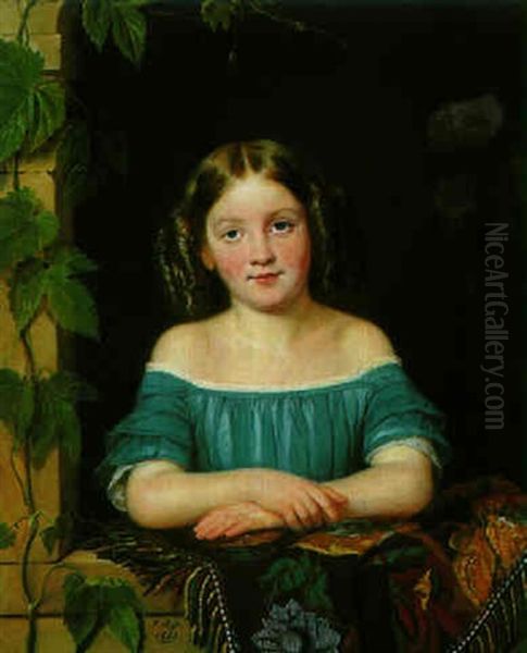 Girl At The Window Oil Painting by Francois Riss