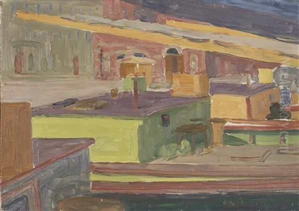 Boats In Paris Oil Painting by Juho Rissanen