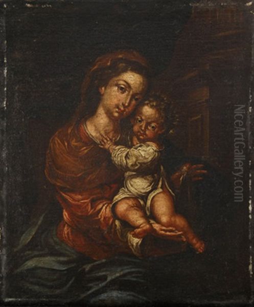 Virgen Con El Nino Oil Painting by Jose Risueno