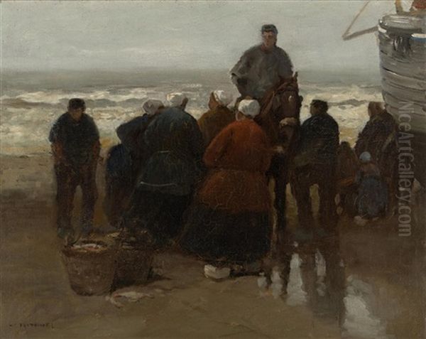 Awaiting The Fishing Fleet Oil Painting by William Frederick Ritschel
