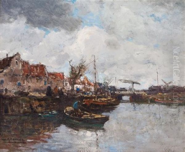 Harbor Oil Painting by William Frederick Ritschel