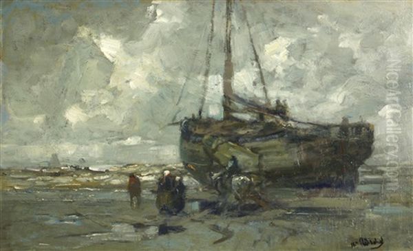 Katwyk Strand Life, Holland Oil Painting by William Frederick Ritschel