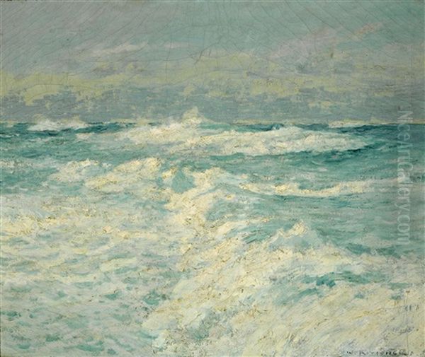 Waves Breaking In The Sunlight Oil Painting by William Frederick Ritschel