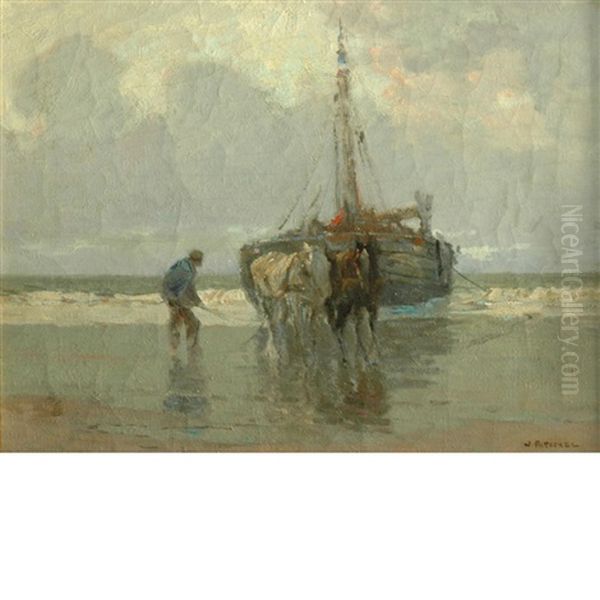 Ebb Tide Katwyk Oil Painting by William Frederick Ritschel