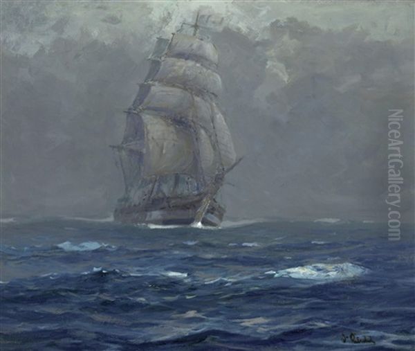 Coming Though The Fog, Pacific Ocean Oil Painting by William Frederick Ritschel