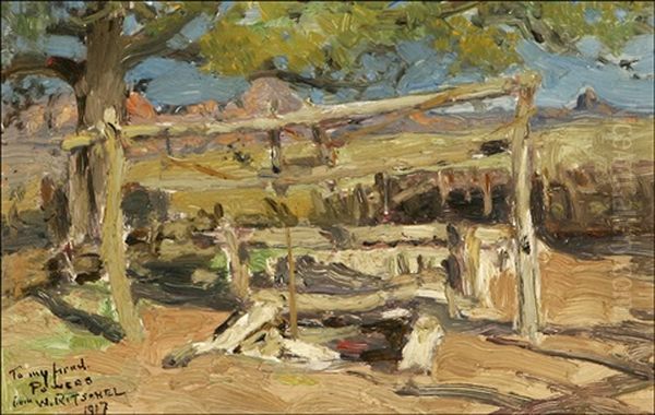 Old Favian Well - Tucson, Arizona Oil Painting by William Frederick Ritschel