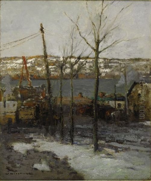 Thaw On 125th Street, New York Oil Painting by William Frederick Ritschel