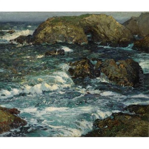 Seascape With Rocks Oil Painting by William Frederick Ritschel