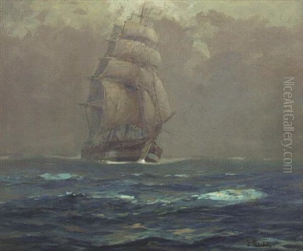 Coming Through The Fog, Pacific Ocean Oil Painting by William Frederick Ritschel